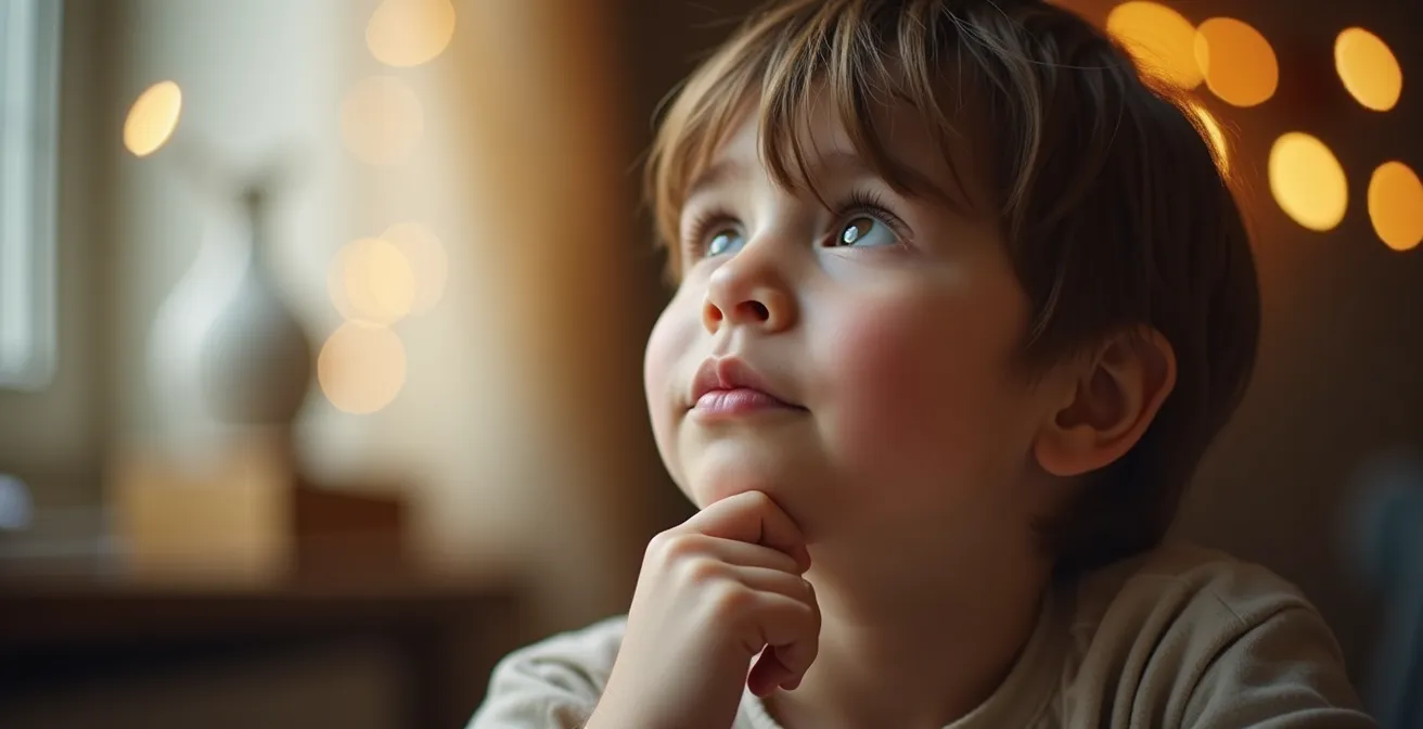 Enfant pensif regardant différentes options d'activités d'anniversaire